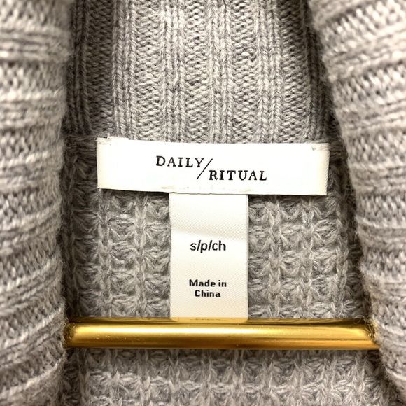 Daily Ritual Turtleneck Sweater Dress Size‎ S Wool Cashmere Cotton Waffle Knit - Picture 8 of 11